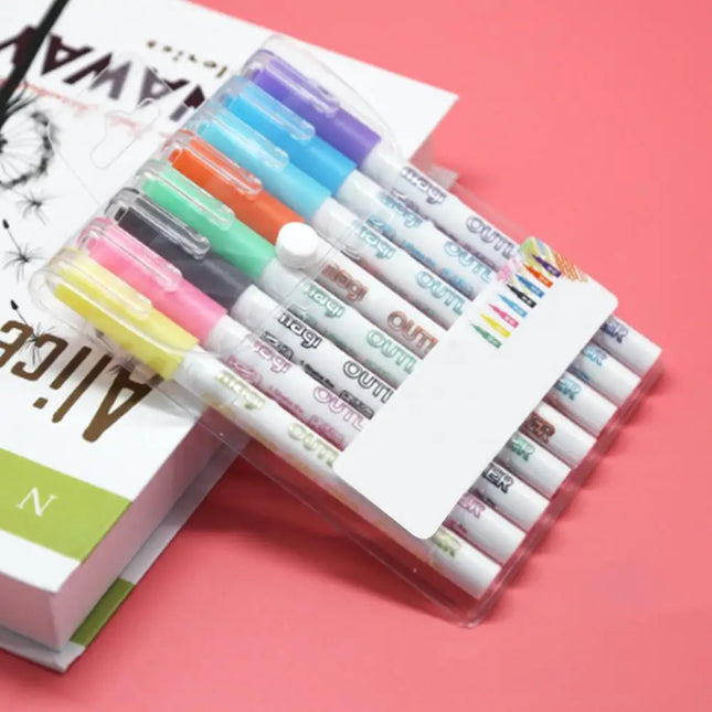 FluoroSketch Stiften | Fluorescerende Kleuren | Doodling & Notities | Milieuvriendelijke Inkt | 8 Stuks