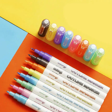 FluoroSketch Stiften | Fluorescerende Kleuren | Doodling & Notities | Milieuvriendelijke Inkt | 8 Stuks