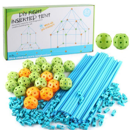 Tenten Bouwset Kinderen | Creatief Speelgoed | Educatief Constructiespeelgoed | Basisvaardigheden STEAM | Binnen/Buiten Gebruik | Veilig Materiaal | 3+ Jaar | Inclusief Connectors & Stokken