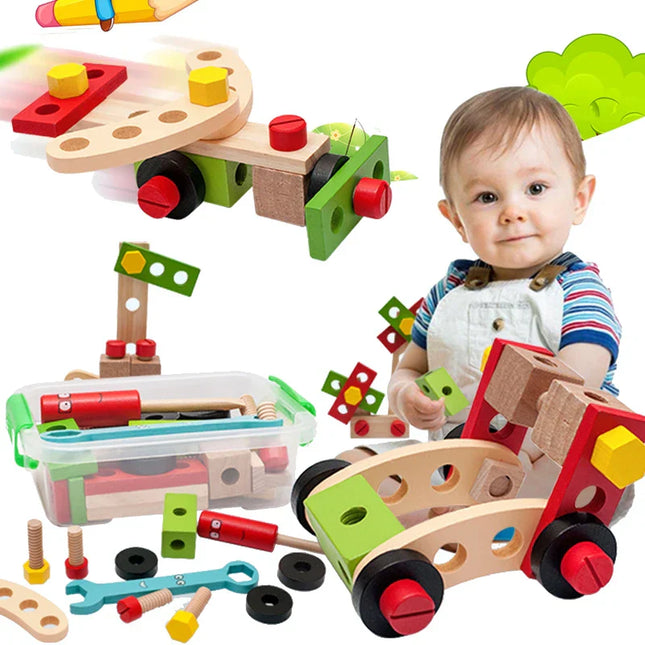 Gereedschapspeelgoed Kinderen | Doe-het-zelf Houten Speelgereedschap Set | Creatief Bouwen & Spelen | Motorische Ontwikkeling | Veilig Materialen