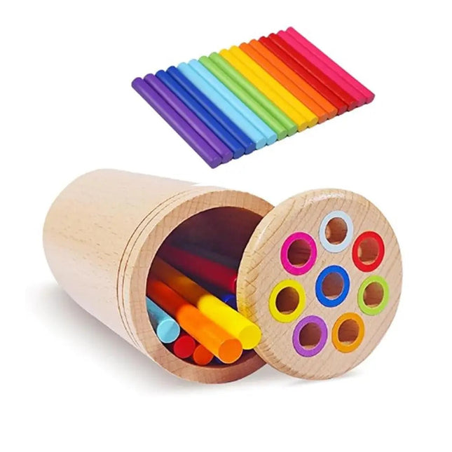 Houten Kleurensorteerspel voor Kinderen | Educatief Speelgoed | Duurzaam en Veilig | Motorische Ontwikkeling | Herkenning van Kleuren | Begeleid Zelfstandig Spel | 10x6cm | Geschikt voor Kleine Handen