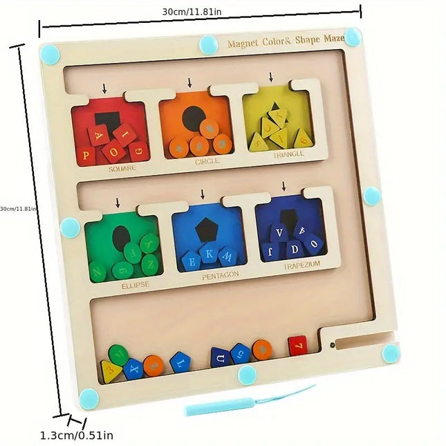 Magnetische Labyrint | Educatief Avontuur | Leren en Ontdekken | Kleurrijk Houten Spel | Duurzaam Ontwerp