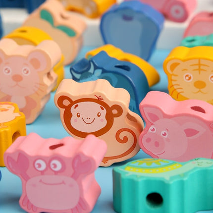 Woodn™ Kinderspeelgoed | Educatieve Houten Rijgkralen | Bevordert Hand-oog Coördinatie | 60 Stuks