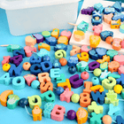 Woodn™ Kinderspeelgoed | Educatieve Houten Rijgkralen | Bevordert Hand-oog Coördinatie | 60 Stuks