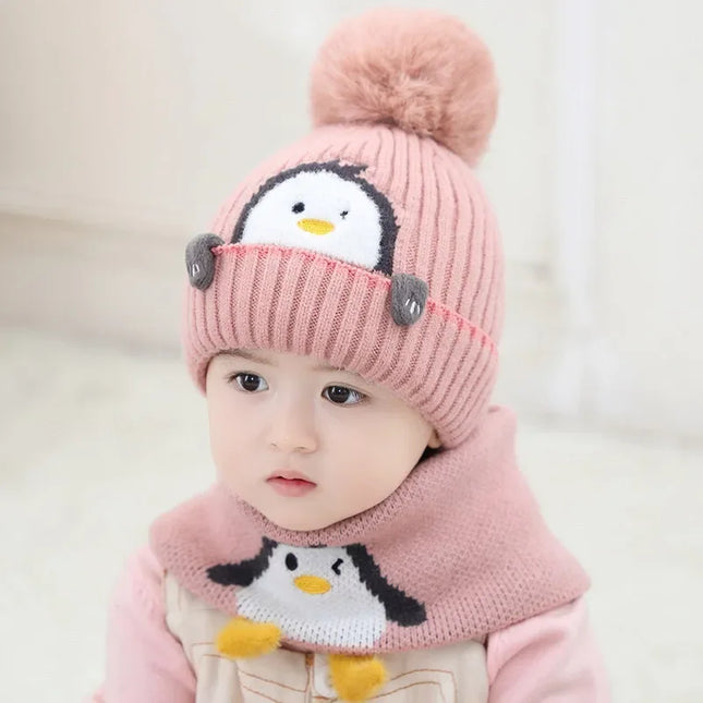 Pingvin Design Kinderset | Muts en Sjaal Baby | Warme Unisex Accessoires | One-Size | Zachte Polyester
