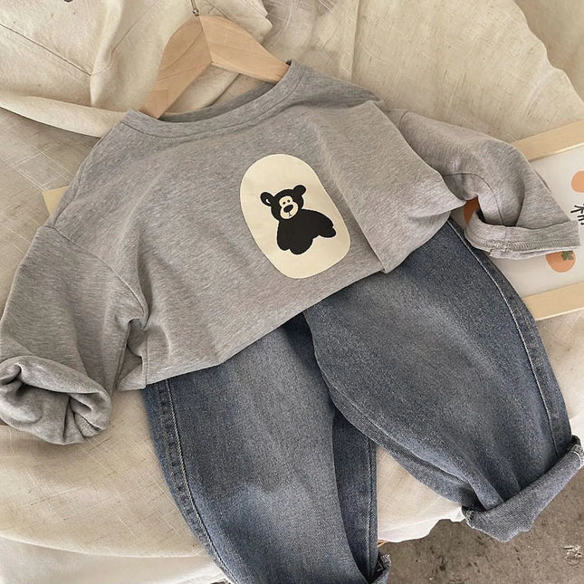 Kindertrui | Beerprint Unisex | Zachte Katoen | Baby Peuter Kleding | Voorjaars Herfst Outfit
