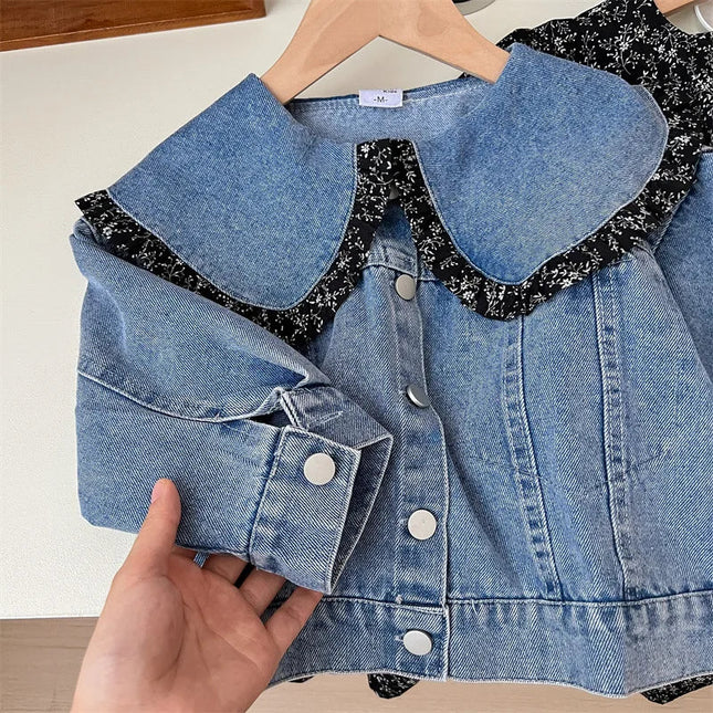 Bloemenjurk en Jeansjasje Babyset | Zacht Katoen | Verstelbaar | Ademende Stof | Voorjaar/Zomer Kinderkleding