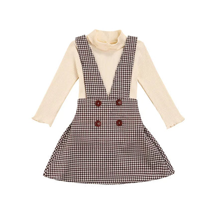 Kinderkleding Set | Rolkraag Trui & Geruite Rok | Onderhoudsvriendelijke Katoen | Meisjes 2-6 Jaar