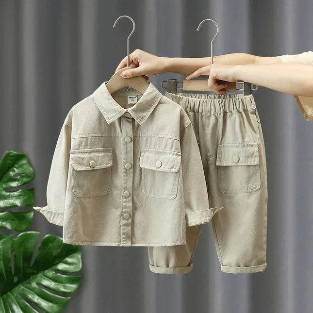 Denim Tweedelig Herfstset voor Peuters | Babykleding | Comfortabele Katoenen Top en Broek Set | Leeftijd 12m - 7jr