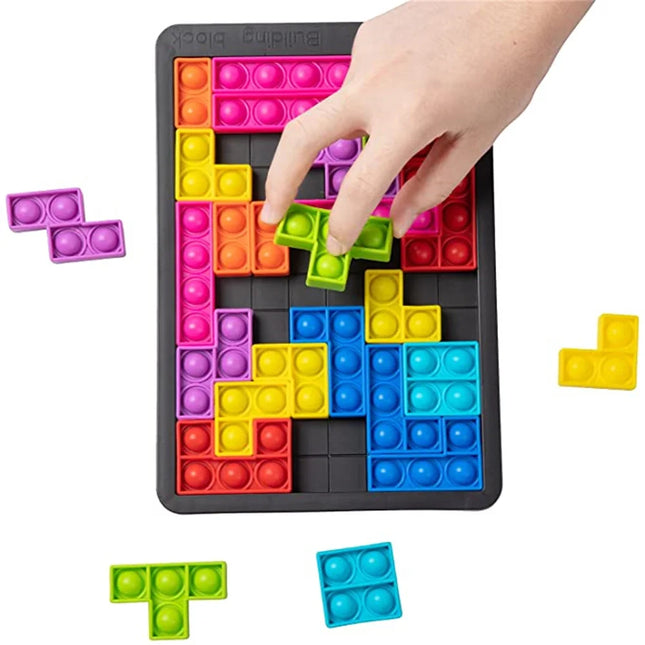Pop-It Speeltje | Tetris Thema | Stressverlichting Kinderen & Volwassenen | Flexibel Silicone | Creatief Patroonspel