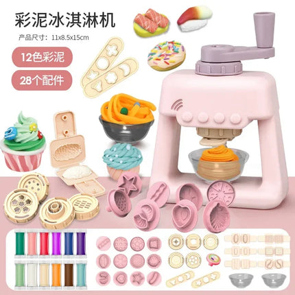 Kleurrijk IJsmachine Speelset | Creatief Speelgoed | IJsjes Maken Kinderen | Leren & Spelen | Robuust & Kindvriendelijk | Incl. Klei in 12 Kleuren | Voor Kinderen vanaf 3 Jaar