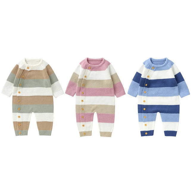 Warme Gebreide Baby Romper | Zachte Unisex Design | Comfortabele Pasvorm | Geschikt voor Herfst en Winter | Makkelijk Aantrekken | Duurzame Katoen Polyester Mix