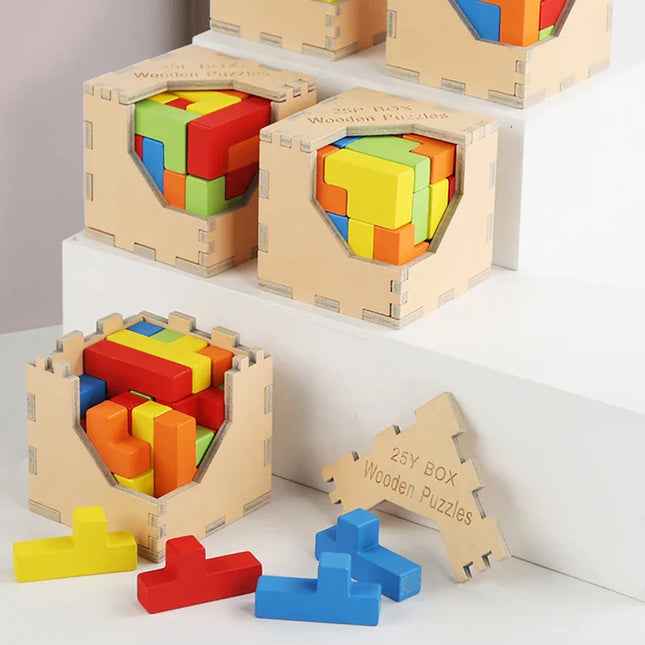 3D Puzzelspel Hout | Tetris Variatie | Duurzaam Bouwen | Verbeter Logica | Kleurrijke Blokken