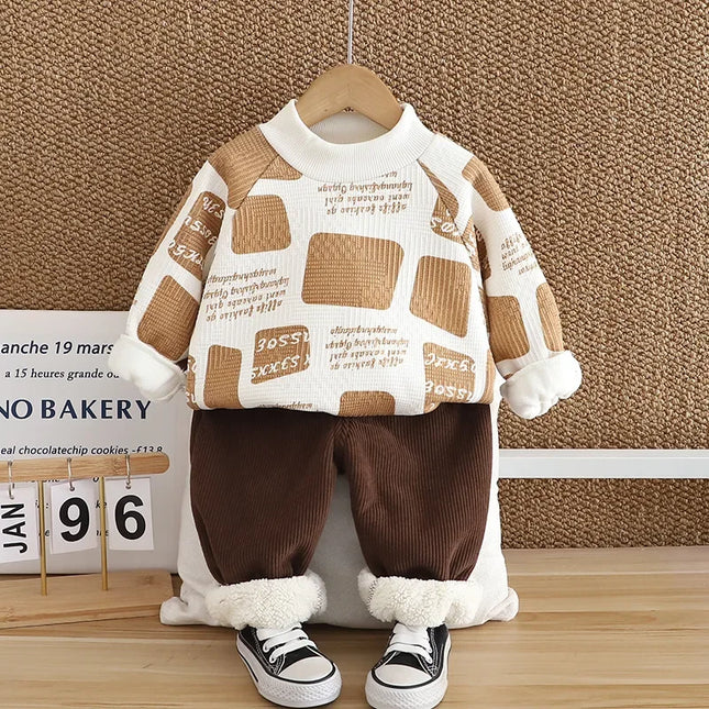 2-delige fleece set kinderkleding | Sweater & Broek | Warm & Comfortabel | Herfst/Winter | 2-5 Jaar