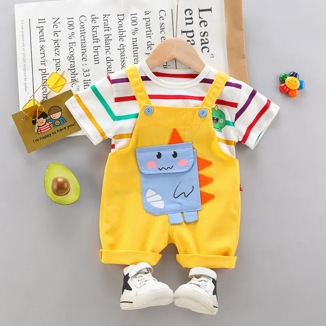 Dino Print Kinderkleding Set | Zachte Katoen T-shirt & Broek | Ademend Comfort | Speels Design
