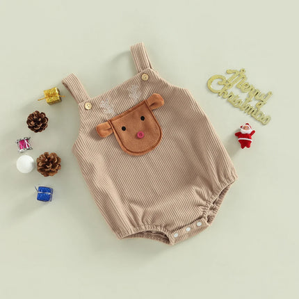 Baby Kerst Rompertje | Juleprint en Knoopsluiting | Comfortabele Babysuit | Katoen/Polyester | 0-18 Maanden | Juledesign