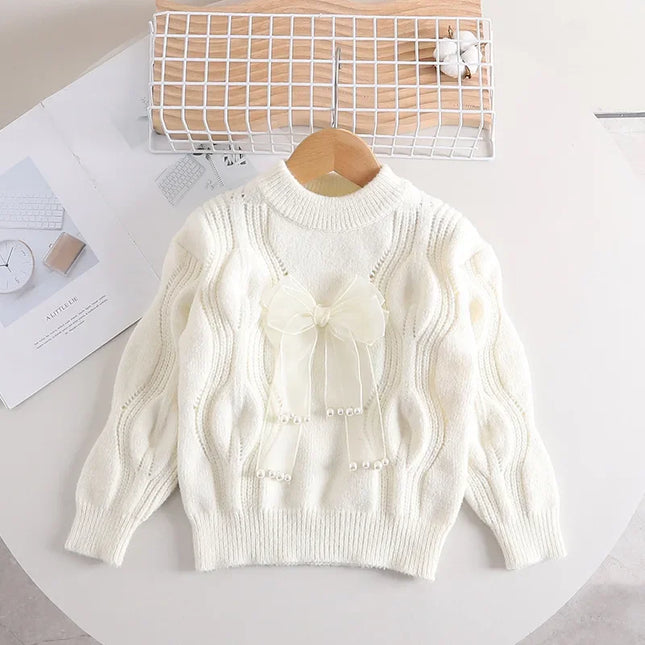 Meisjestrui met Strikje | Zachte Warme Babytrui | Meerdere Maten | Comfortabel & Elegant | Winterkleding Kindertrui | Geschikt voor School & Feest | Wasmachinebestendig & Behoud Vorm