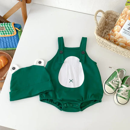Mini Fashion Frog Onesie | Zacht Ademend Katoen | Baby Jumpsuit met Kap | Comfortabel en Vrij | 0-24 Mnd