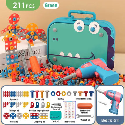 Kinderskrueset | Creatief Bouwplezier | 211-351 Onderdelen | Elektrische Boormachine | Draagbare Opbergkoffer | Educatief Speelgoed | Motorische Ontwikkeling | Kindvriendelijk Bouwpakket | Fantasierijke Constructies