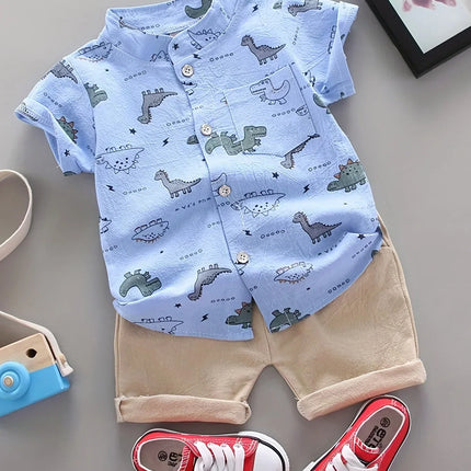 Dino Korte Mouwen Set Baby's | Zomerset voor Buiten Spelen | Comfortabel & Stijlvol Kinderkleding | Zacht & Huidvriendelijk | Kleurrijk Dino-design | Geschikt voor Dagelijks Gebruik & Strand | 0-3 Jaar