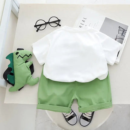Kinderkleding Zomer Set | Jongens Dino Dash Print | Comfortabele Katoen T-shirt en Korte broek Set