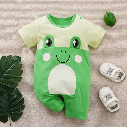 Baby Pyjama | Kikker Design | Zachte Katoen | Bescherming Babyhuid | Korte Mouwen | Makkelijk Aan- en Uittrekken | Zomerse Pyjama | Comfortabel | Ademend | 100% Katoen