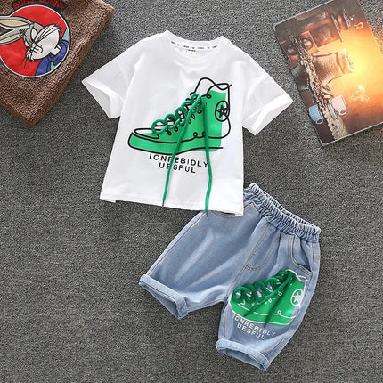 Kinderkleding Zomeroutfit Jongens | Ademend T-shirt & Denim Shorts Set | Comfort & Stijl