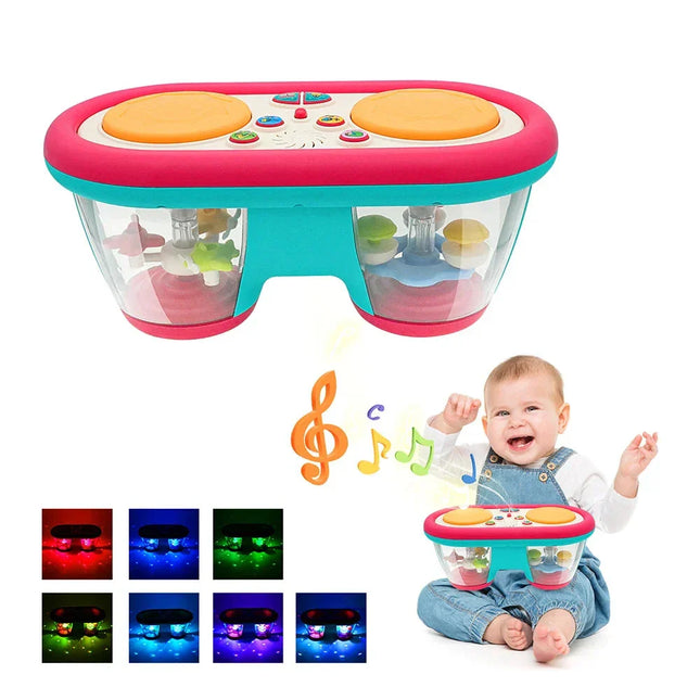 Interactieve Babytrommel | Kleurrijke Lichten en Geluiden | ABS Kunststof | Veilige Muziekervaring | Stimuleert Ritmegevoel & Hand-Oogcoördinatie | Geschikt voor Zelfstandige Creatieve Baby's