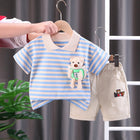 Baby Kleding Set | Stribet T-shirt en Korte Broek | 100% Zacht Katoen | Perfect voor Zomer | Unisex Design | Comfortabel en Ademend | Blijft in Vorm na Wassen