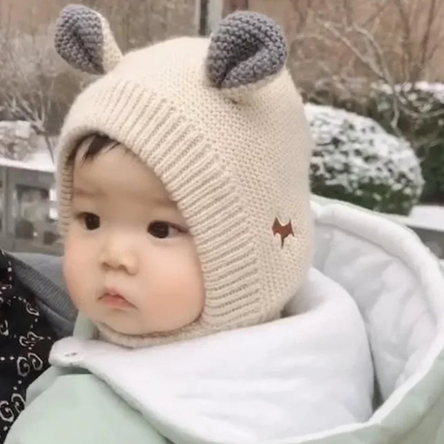 Warme Baby Balaclava | Zachte Wintermuts | Hoofd- en Oorbescherming | Neutrale Stijl | Makkelijk Aan- en Uit te Doen | Voor Buitenspelen | Geschikt voor 6-24 Maanden | Met Charmante Oortjes