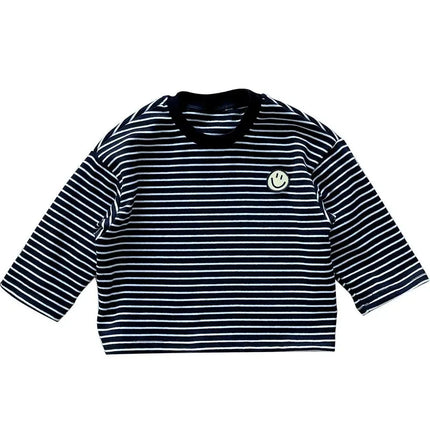 Unisex Kindershirt | Lang | O-hals | Stretch | Gestreept | Ademend Katoen | Geschikt voor Alle Seizoenen | Comfortabele Kinderkleding | Geschikt voor Jongens en Meisjes | Gemakkelijk te Combineren