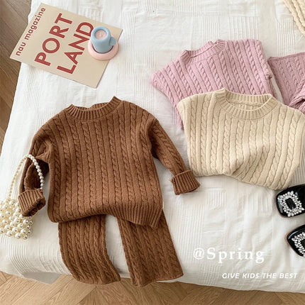 Baby & Peuter Set | Strikkede Trui & Broekjes | Warme Herfst & Winterkleding | Comfortabele Katoen | Flexibele Pasvorm | Minimalistisch Design | Geschikt voor Dagelijks & Feestelijk | Leeftijd 0-3 Jaar