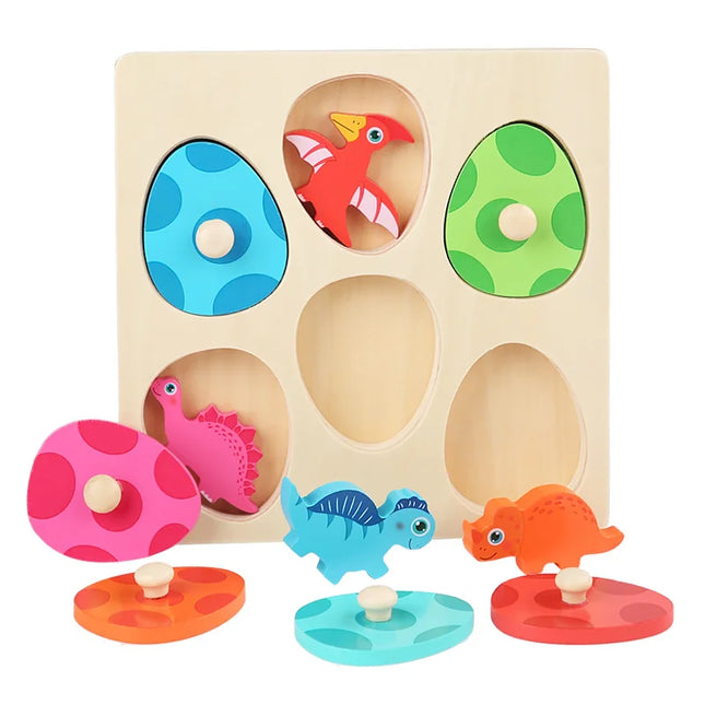 Dinosaur Speelgoed Puzzel | Houten Kinderpuzzel | Kleurrijke Dino Figuren | Educatief Speelgoed | Ontwikkeling Fantasie & Logisch Denken | Vorm & Kleur Herkenning | Kindvriendelijk | Voorhistorisch Avontuur