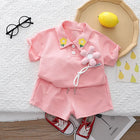 Zomerset voor Meisjes | Blauw Bloemen Katoen | Ademend & Stijlvol | Top & Broek Set 1-4 Jaar