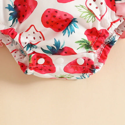Baby Romper Zomer Babykleding | Ko- en Aardbeienprint | Polyester | Makkelijk Verschoonbaar | 0-18 Maanden | Luchtig & Comfortabel