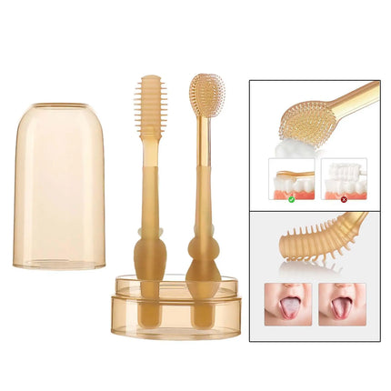 Silicone Tandenborstel Set | Zacht voor Tandvlees & Baby Tanden | Ergonomisch Handvat | BPA-Vrij