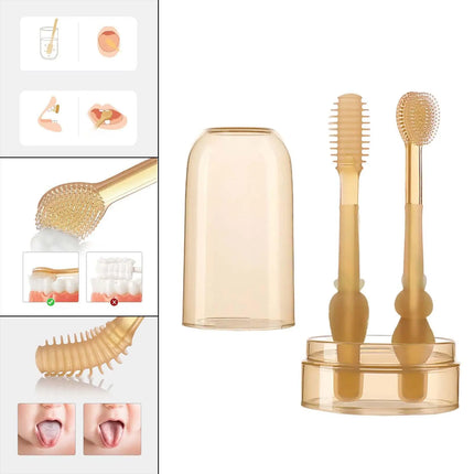 Silicone Tandenborstel Set | Zacht voor Tandvlees & Baby Tanden | Ergonomisch Handvat | BPA-Vrij