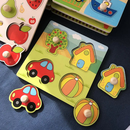 Houten Kleurenpuzzel voor Kinderen | Educatief Spel | Fijnmotorische Ontwikkeling | Fruitvorm Herkenning | Duurzaam en Veilig Speelgoed | Compact en Draagbaar Design | Kindvriendelijke Materialen