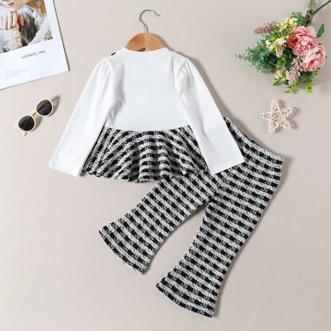 Kinderkleding Set | Comfortabel Flared Baby Outfit | Blauw | Langmouw T-shirt & Broek | Babys Meisjes | Zacht Katoen | Perfect voor Herfst en Winter | Handig te Wassen | 9 Maanden tot 4 Jaar