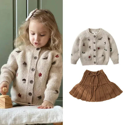 Baby Kleding Set | Warme Wol Blend | Trui en Rokje | Comfortabele Pasvorm | Kleurrijk Design