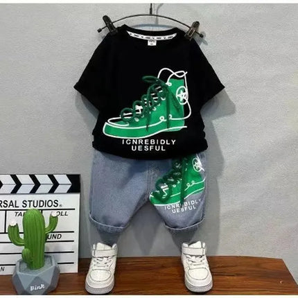 Kinderkleding Zomeroutfit Jongens | Ademend T-shirt & Denim Shorts Set | Comfort & Stijl