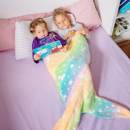 Glow in the dark kinderdroomslaapzak | Zeemeerminstaart ontwerp | Plooibare & flanellen comfort | Handig machinewasbaar | Extra ruim voor vrije beweging | Veilig & speels slaapavontuur