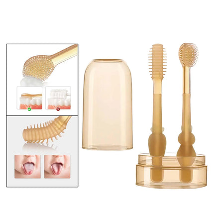 Silicone Tandenborstel Set | Zacht voor Tandvlees & Baby Tanden | Ergonomisch Handvat | BPA-Vrij