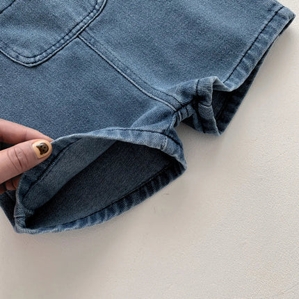 Jongens Denim Outfit Set | Baby Peuter Kleding | Ademend Katoen | Vrije Beweging | Duurzaam & Stijlvol | 2-delig Set met Overal en Shirt | Geschikt voor dagelijks gebruik en speciale gelegenheden