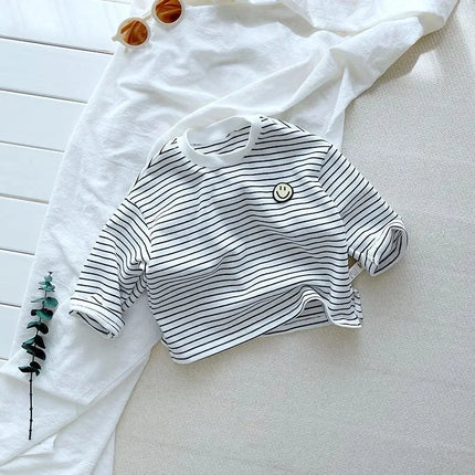 Unisex Kindershirt | Lang | O-hals | Stretch | Gestreept | Ademend Katoen | Geschikt voor Alle Seizoenen | Comfortabele Kinderkleding | Geschikt voor Jongens en Meisjes | Gemakkelijk te Combineren