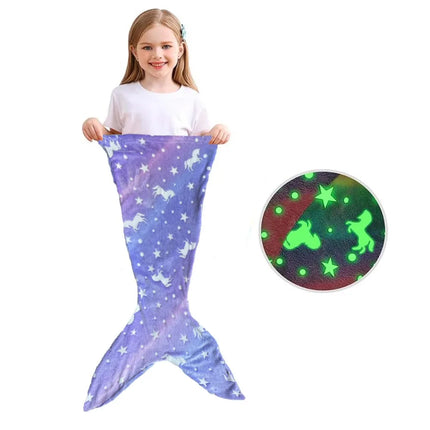 Glow in the dark kinderdroomslaapzak | Zeemeerminstaart ontwerp | Plooibare & flanellen comfort | Handig machinewasbaar | Extra ruim voor vrije beweging | Veilig & speels slaapavontuur