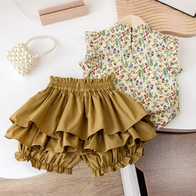 Baby- en Peuterset | Bloemenprint | Top en Rokje | Zomers | 100% Katoen | Meerdere Kleuren | Maat 1-8 Jaar