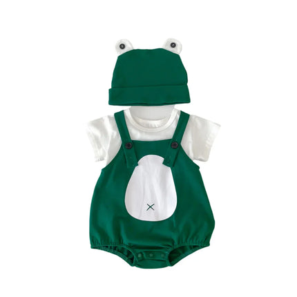 Mini Fashion Frog Onesie | Zacht Ademend Katoen | Baby Jumpsuit met Kap | Comfortabel en Vrij | 0-24 Mnd