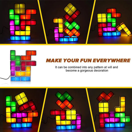 Tetris Nachtlampje | Personaliseerbare LED Blokken | Stapelbare Verlichting | Voor Kinderen & Woonkamer
