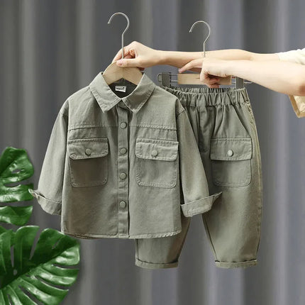 Denim Tweedelig Herfstset voor Peuters | Babykleding | Comfortabele Katoenen Top en Broek Set | Leeftijd 12m - 7jr